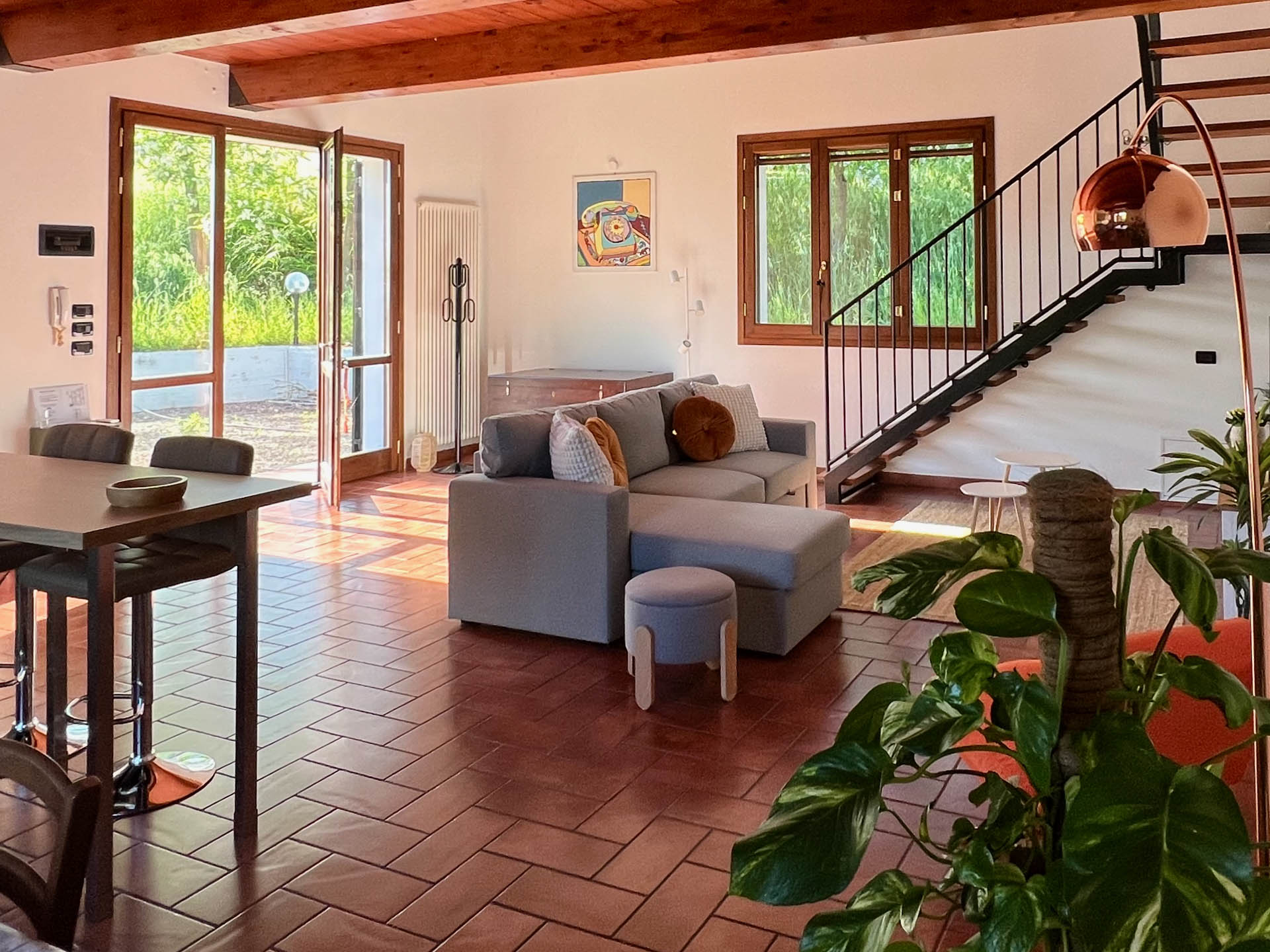 Bright open-plan living room at Dolce Collina Holiday Home in Dozza